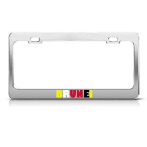  Brunei Flag Country license plate frame Stainless Metal 
