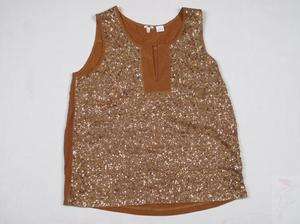 Crew Edie Sequin Boxy Shell Color Caramel Size S  