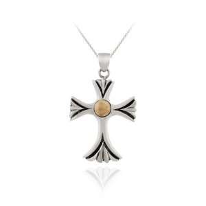  Sterling Silver Cross Pendant Desert Jasper Stone: Jewelry