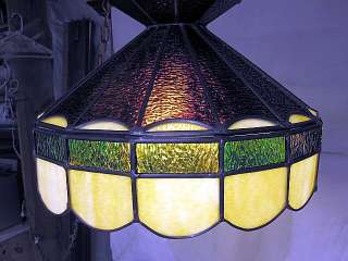 Vintage Tiffany Style Chandelier Swag Lamp Stain Glass  
