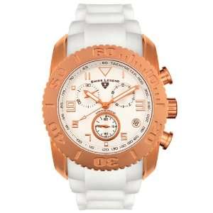  Mens Commander White Rubber and Rose Gold IP Electronics