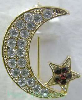 RAREUNIQUE CRYSTAL BROOCH PIN NEW Jewelry Moon 28  