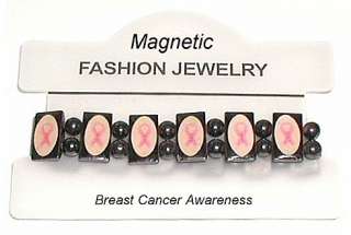   HEMATITE ~ PINK RIBBON ~ THERAPY BRACELET ~ BREAST CANCER AWARENESS