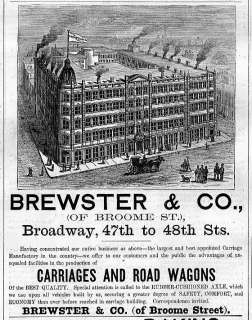 BREWSTER & CO. CARRIAGES AND ROAD WAGONS, BROOME STREET  