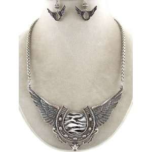   ~ Horseshoe with Wings Necklace and Earrings Set