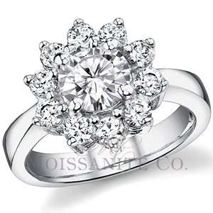 Round Brilliant Moissanite Cluster Style Engagement Ring 2.25ctw 