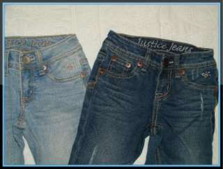 Justice Lot of 2 Pair Boot Cut Jeans Blue Denim Pants 6  