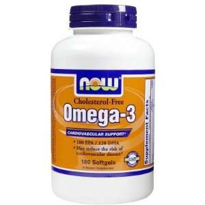  Now Foods Omega 3 1000 mg Cholesterol Free 180 Softgels 