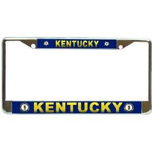 Kentucky Ky State Flag Chrome Metal License Plate Frame Holder