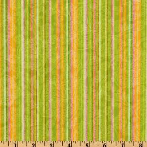   Fling Flower Stripe Green Fabric By The Yard: Arts, Crafts & Sewing