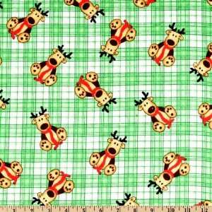   Winter Reindeer Plaid Green Fabric By The Yard: Arts, Crafts & Sewing