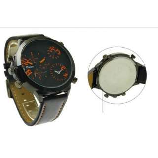 CoolNew Sport Mens Dual Two Time Zone Watch Wristwatch Leather Strap 