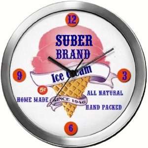  SUBER 14 Inch Ice Cream Metal Clock Quartz Movement 