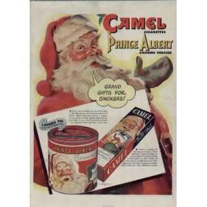 1946 Camel Cigarettes and Prince Albert Tobacco Santa Christmas Ad 
