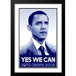   Framed and Double Matted (Yes We Can) Campaign Poster