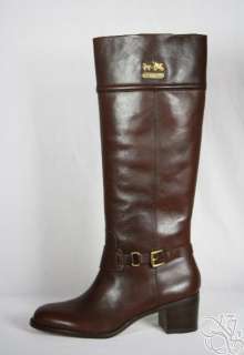 COACH Sapphire Calf Chestnut Leather Womens Fashion Boots New A7635 