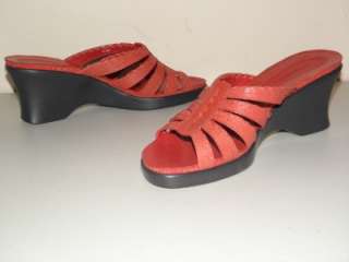 Easy Spirit Womens Wedges Red Strappy Sandals Sz 8.5  