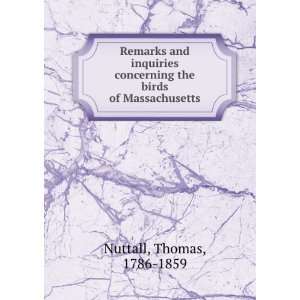   the birds of Massachusetts Thomas, 1786 1859 Nuttall Books