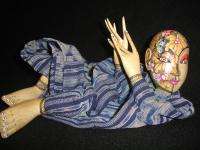 Tropical Tatto Face puppet Doll Ikat~Balinese painting~hand carved 