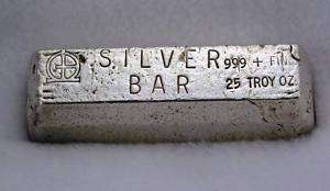 Mining Inc 25oz silver bullion ingot bar 1960s  