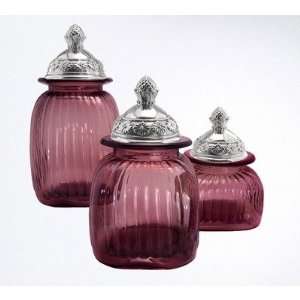 Canisters 3 Piece Set with Mayfair Lid in Plum  Kitchen 