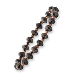    Black and Brown Crystal Stretch Bracelet/Mixed Metal: Jewelry