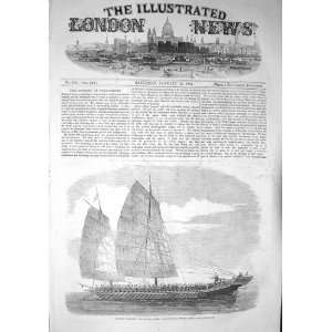   1857 CHINESE PIRATE BOAT CANTON SAILING SHIP OLD PRINT: Home & Kitchen