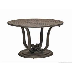   Aluminum 50 Round Metal Dining Table with Umbrella Hole Cantera Finish