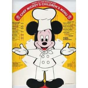  Chef Mickeys Chidrens Menu Disney Village Mickey Mouse 