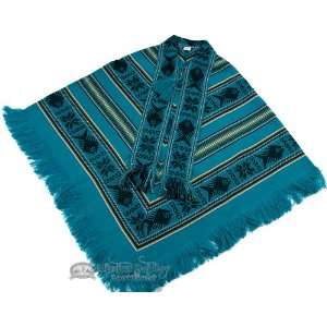  Otavalo Indian Woven Pancho  Teal Green (p14)
