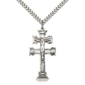  Sterling Silver Caravaca Crucifix Pendant: Jewelry