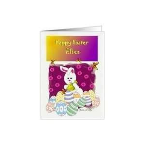  Happy Easter Elisa / Easter Bunny Coloring Eggs Card 