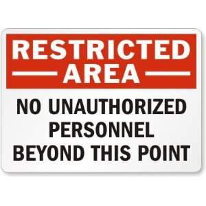  Restricted Area: No Unauthorized Personnel Beyond this Point High 