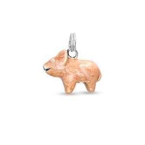  Enamel Pig Charm in Sterling Silver RINGS: Jewelry