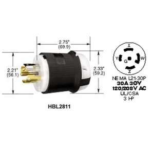  HUBBELL HBL2811 AC Plug NEMA L21 30 Male