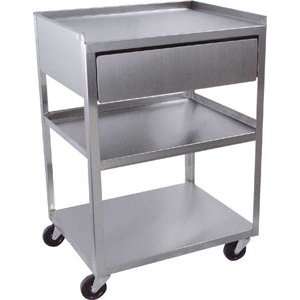 Stainless Steel Carts   Three Shelf Cart with Locking Cabinet, 16D x 