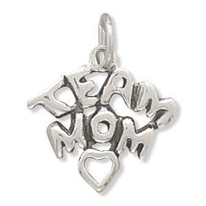    Sterling Silver Team Mom Charm with 18 Steel Chain Jewelry