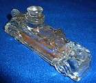 Vintage Glass Candy Container Steam Miniature Fire Engine Label Intact 