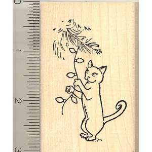  Christmas Cat with Lights Rubber Stamp Arts, Crafts 
