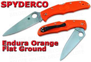Spyderco ORANGE Endura 4 Flat Ground Plain Edge Knife NUMBERED C10FPOR 