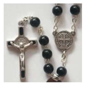 St. Benedict Black Wood bead rosary