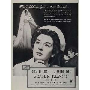 1946 Movie Ad Sister Kenny Rosalind Russell Polio RKO   Original Print 