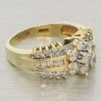 Vintage 14K Yellow Gold Diamond Cluster Engagement Ring  