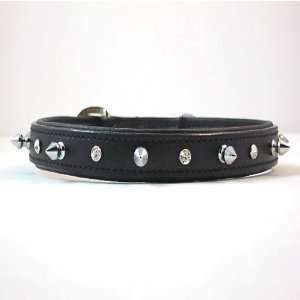  Leather Spike & Crystal Dog Collar: Pet Supplies