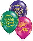   Gras Mask & Beads Qualatex 11 Latex Party Celebration Balloons 12pk