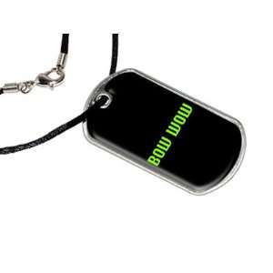  Bow Wow   Dog   Military Dog Tag Black Satin Cord Necklace 