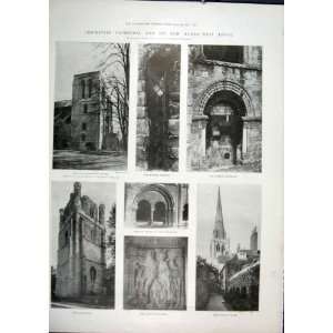  Chichester Cathedral Tower Saxon Monument Print 1901