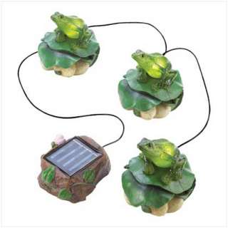 Solar Frog Trio Garden Decor Out Door Garden Statues  