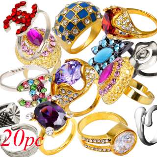 Wholesale 20pcs lots crystal inlay silver plated base different style 