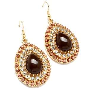  Brown Pearl & Crystal Earrings Jewelry
